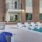 a swimming pool in a brick building